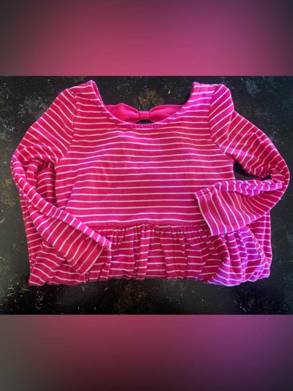 Little Sleepies Hot Pink & White Striped Long-Sleeve Peplum Top
